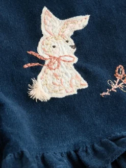 Outlet Next Navy Bunny Corduroy Dungarees Top and Tights Set (3mths-7yrs)