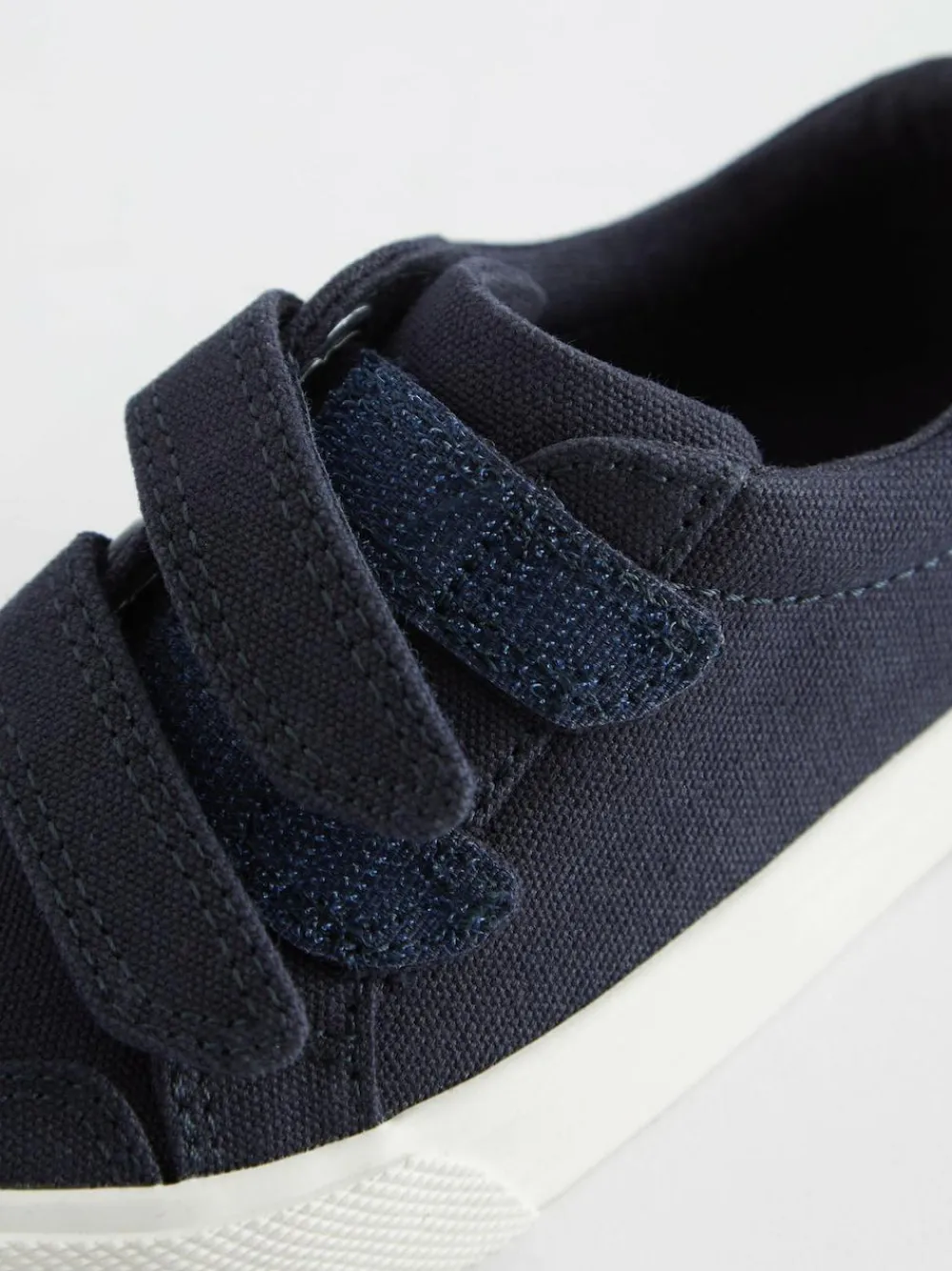 Next Standard Fit (F) Two Strap Touch Fastening Trainers Navy Canvas