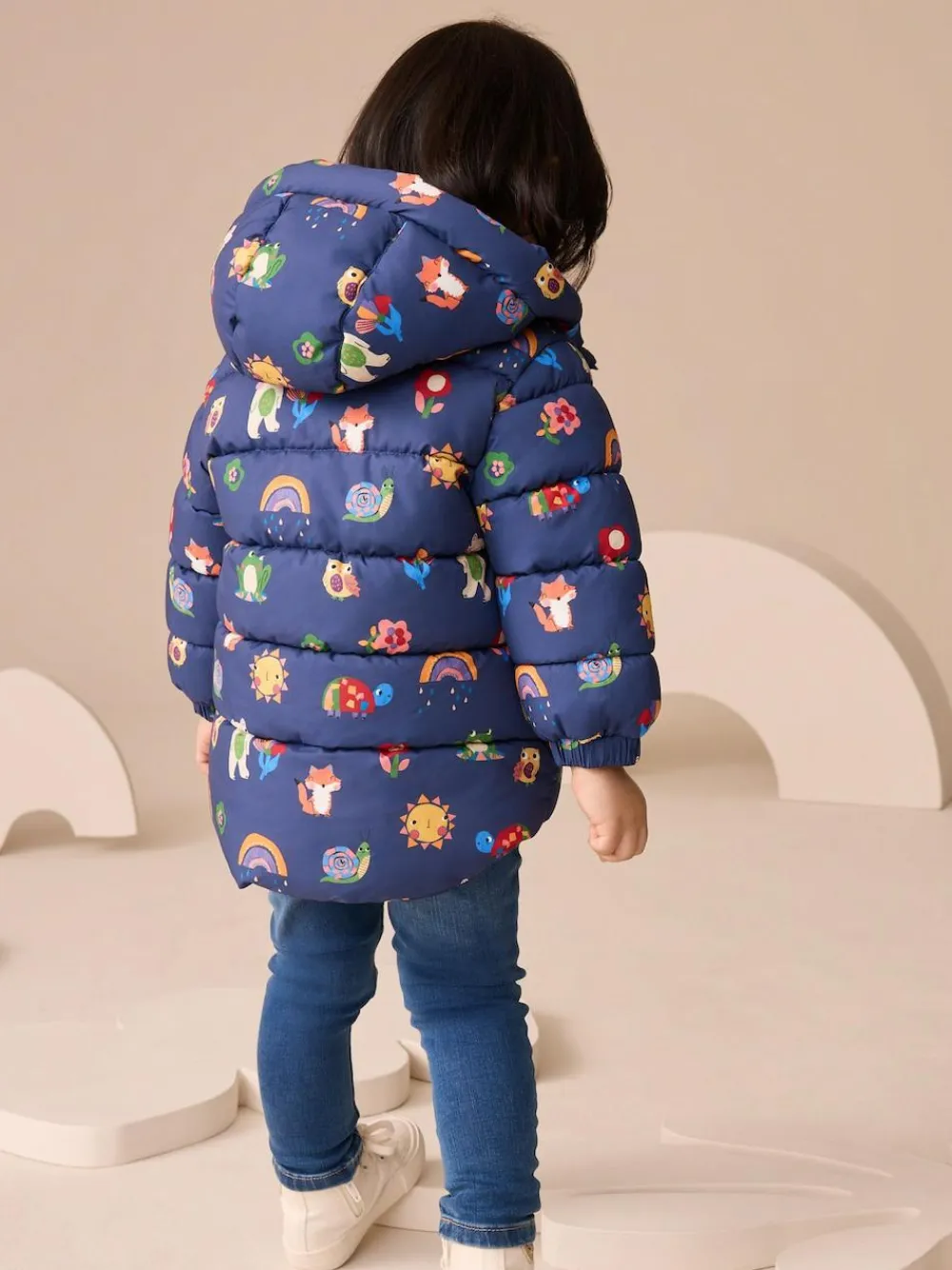 Next Shower Resistant Fleece Lined Hooded Padded Coat (3mths-7yrs) Navy Character