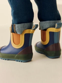 Next Navy Colourblock Warm Lined Ankle Wellies^BOY Baby Boys|Baby Boys