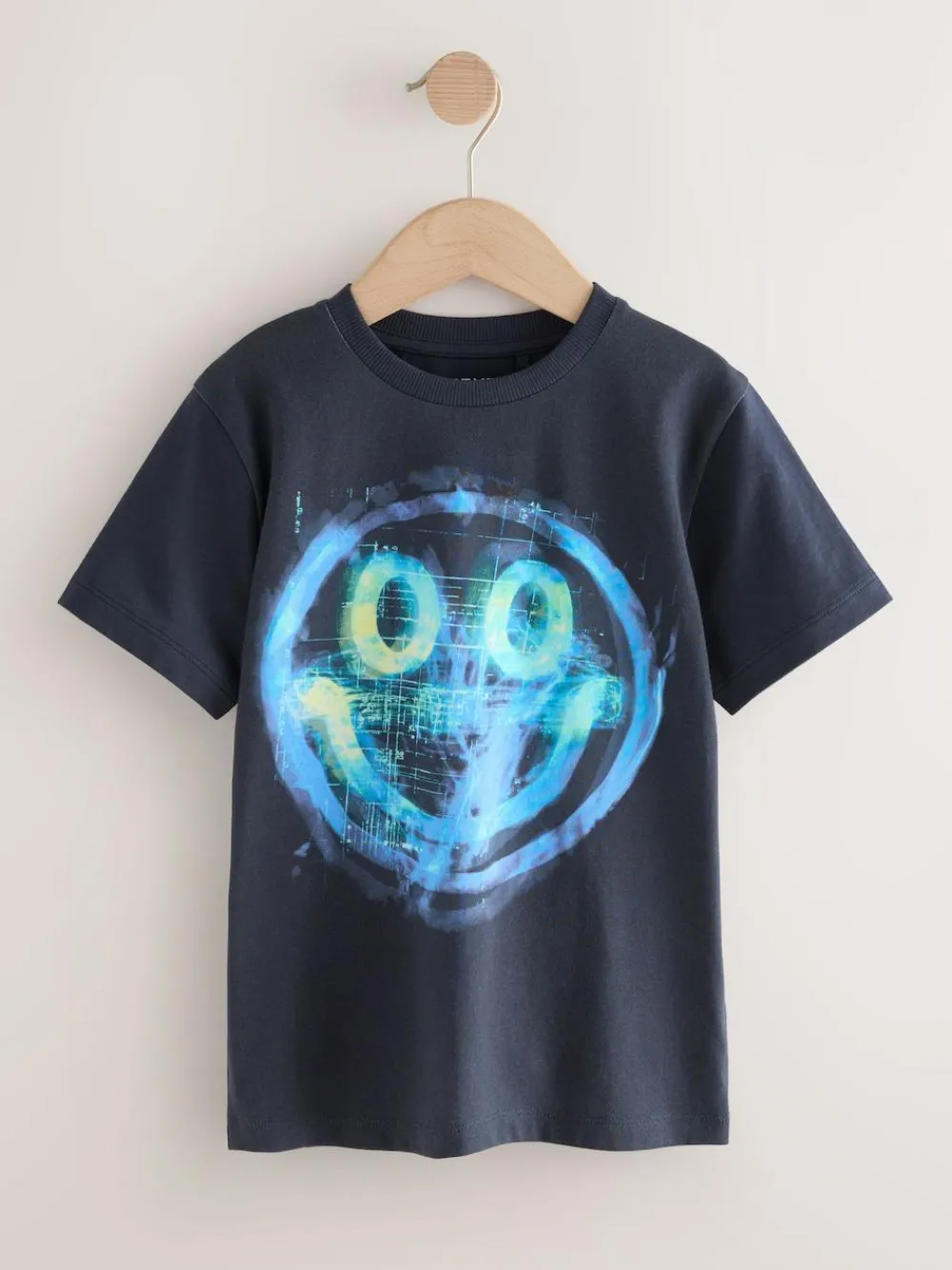 Clearance Next Navy Digi Happy Face Regular Fit Short Sleeve All-Over Print T-Shirt (3-16yrs)