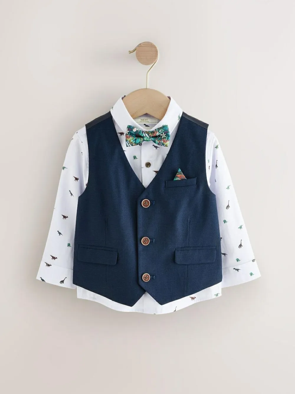 Sale Next Waistcoat Set With Shirt And Bow Tie (3mths-7yrs) Navy Dino