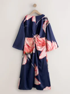 Next Twist Front Long Sleeve Satin Maxi Dress^Women Occasion Dresses|Maxi Dresses
