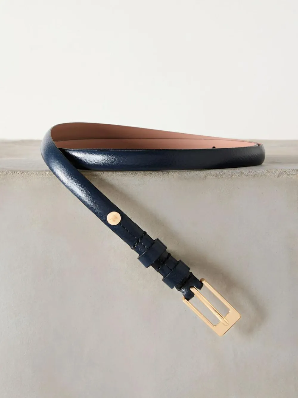 Discount Next N. Premium Skinny Made In Italy Leather Belt Navy