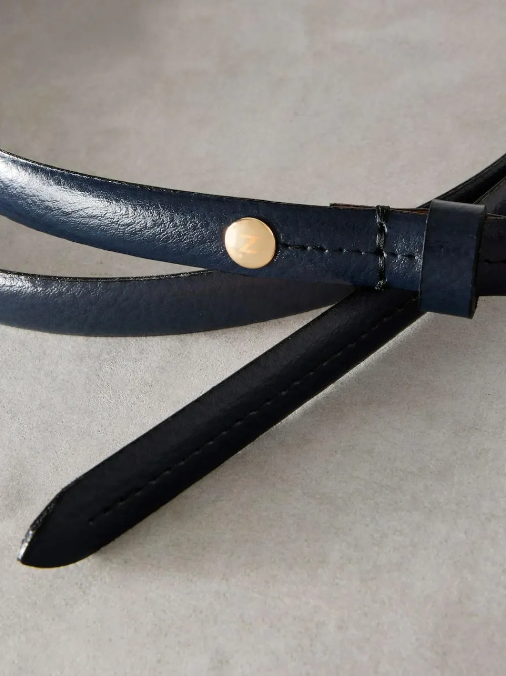 Discount Next N. Premium Skinny Made In Italy Leather Belt Navy
