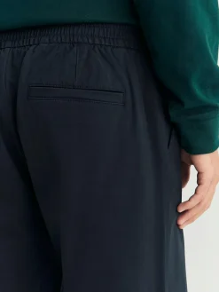 Next Regular Tapered Fit Pleated Stretch Chinos Trousers With Elasticated Waist^ Pants & Chinos