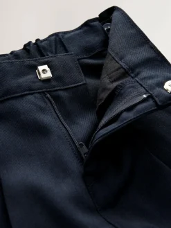 Discount Next Slim Waist School Pleat Front Trousers (3-17yrs) Navy