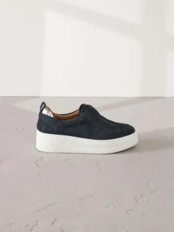 Next Slip On Signature Leather Chunky Wedge Platform Trainers^Women Sneakers