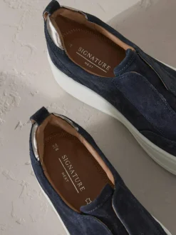 Next Slip On Signature Leather Chunky Wedge Platform Trainers^Women Sneakers