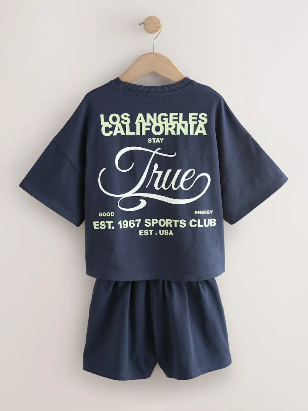 Discount Next Navy Slogan Heavyweight T-Shirt and Shorts Set (3-16yrs)