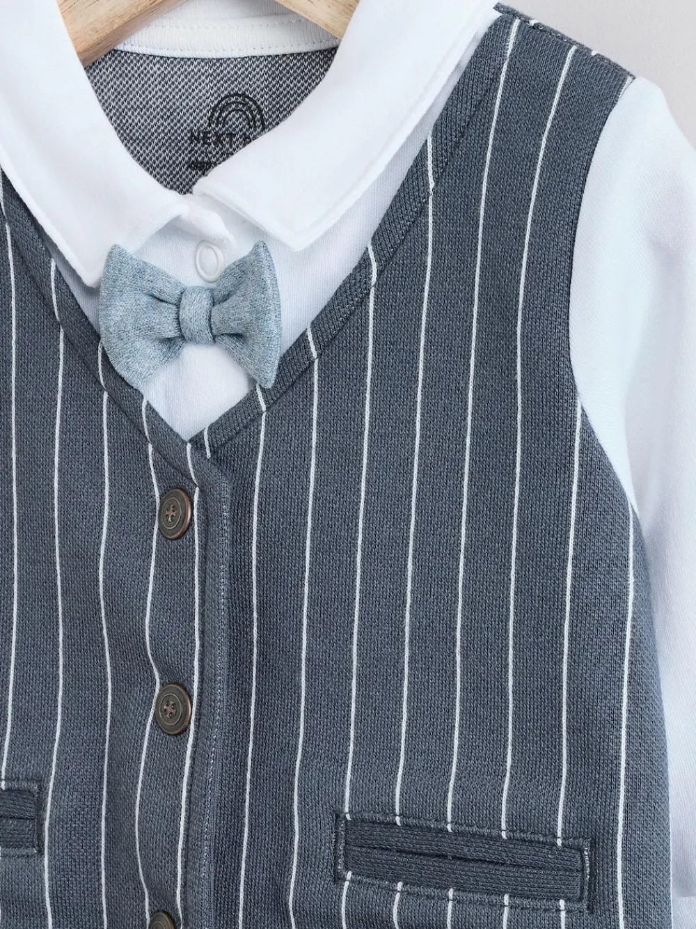 Next Navy Smart Bow Tie Baby Sleepsuit (0mths-2yrs)^BOY Nightwear|Nightwear