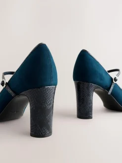 Next Standard Fit Round Toe Mary Jane Block Court Shoes^Women Wide Fit & Extra Wide Fit