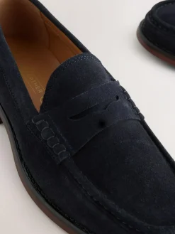 Hot Next Standard Fit Suede Penny Loafers Navy