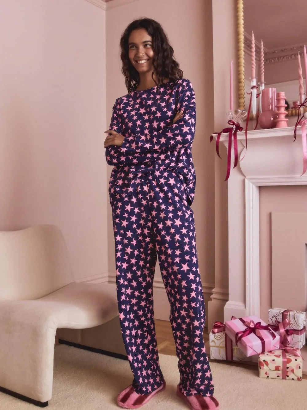 Next Long Sleeve Pyjamas Navy Stars