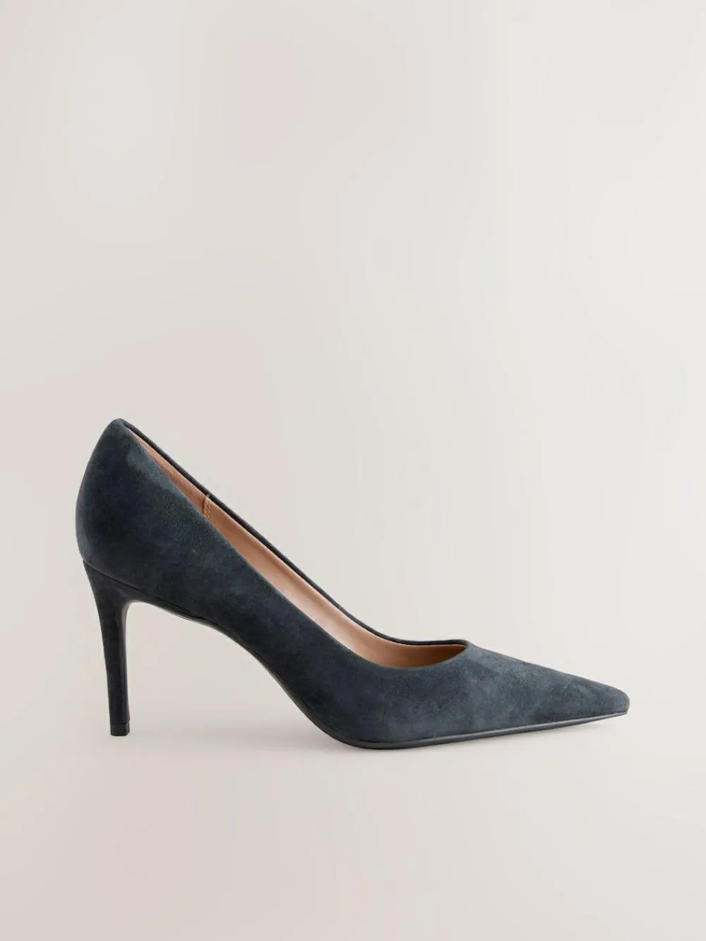 Next Navy Suede Standard/Wide Fit Leather Mid Court Shoes