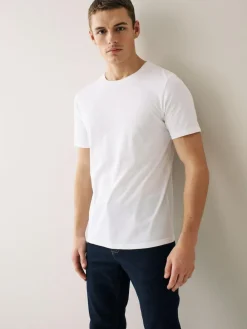Next Navy/ Teal/ White/ Black/ Green/ Burgundy Regular Fit Essential Cotton T-Shirts 6 Pack^ Nightwear|Tops & T-Shirts