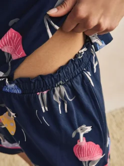 Outlet Next Navy Whippet 100% Cotton Short Set Pyjamas
