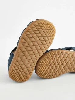 Discount Next Wide Fit (G) Baby Touch Fastening Leather First Walker Sandals Navy