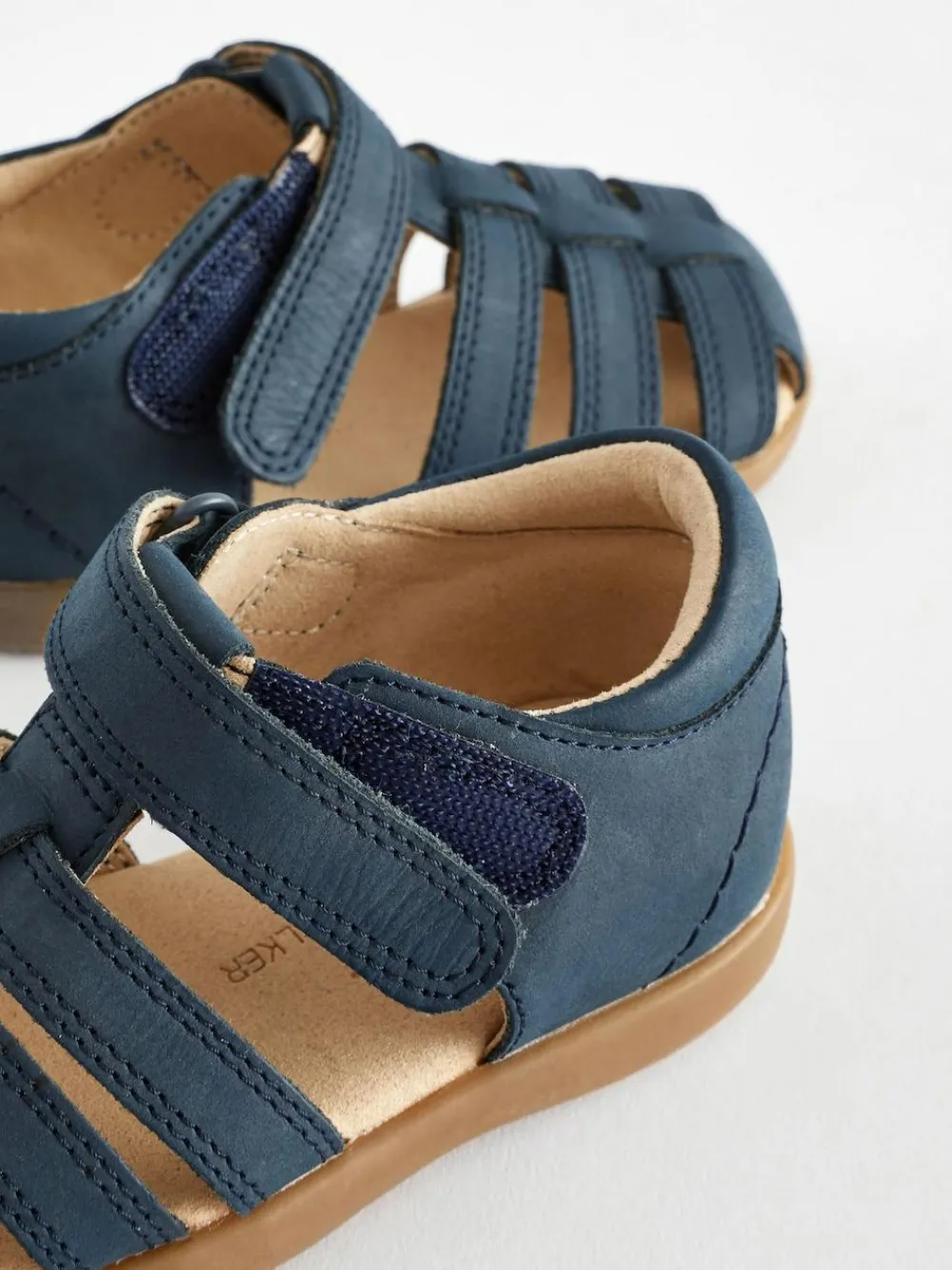 Discount Next Wide Fit (G) Baby Touch Fastening Leather First Walker Sandals Navy