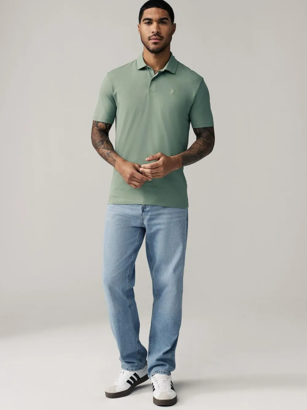 Discount Next Navy/Black/Grey/White/Sage Green Slim Fit Short Sleeve Jersey Polo Shirts 5 Pack