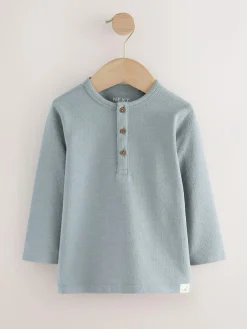 Next Navy/Blue/Stone Long Sleeve Henley T-Shirts 3 Pack (3mths-7yrs)^BOY Tops|Multipacks