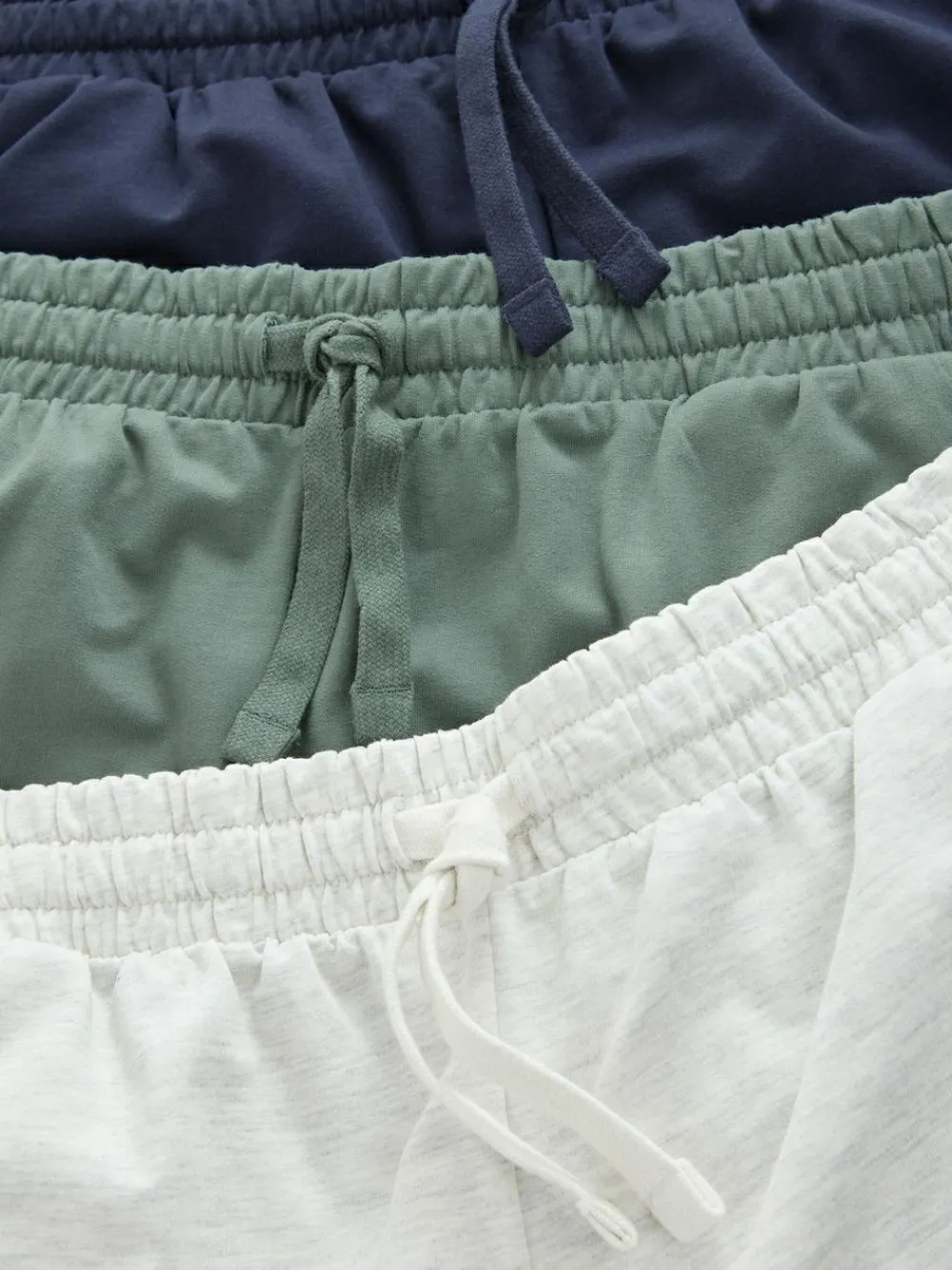 Clearance Next Loopback Soft Touch Shorts 3 Pack Navy/Green/Ice Grey