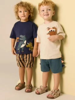 Next Short Sleeve T-Shirt & Shorts Set 2 Pack (3mths-7yrs) (3mths-7yrs)^BOY Shorts|Shorts