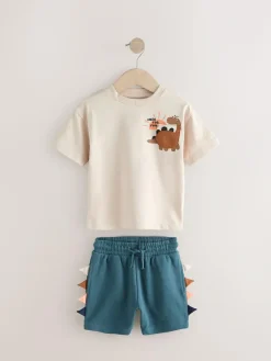 Next Short Sleeve T-Shirt & Shorts Set 2 Pack (3mths-7yrs) (3mths-7yrs)^BOY Shorts|Shorts