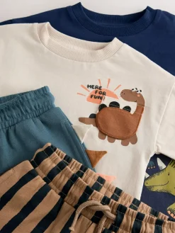 Next Short Sleeve T-Shirt & Shorts Set 2 Pack (3mths-7yrs) (3mths-7yrs)^BOY Shorts|Shorts