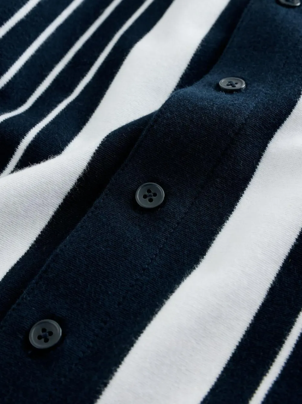 Clearance Next Navy/White Vertical Stripe Short Sleeve Jersey Shirt (3-16yrs)