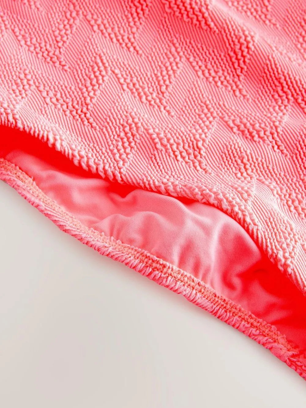 Next Neon Coral Pink Textured Scoop Neck Tummy Control Swimsuit^Women Swimwear