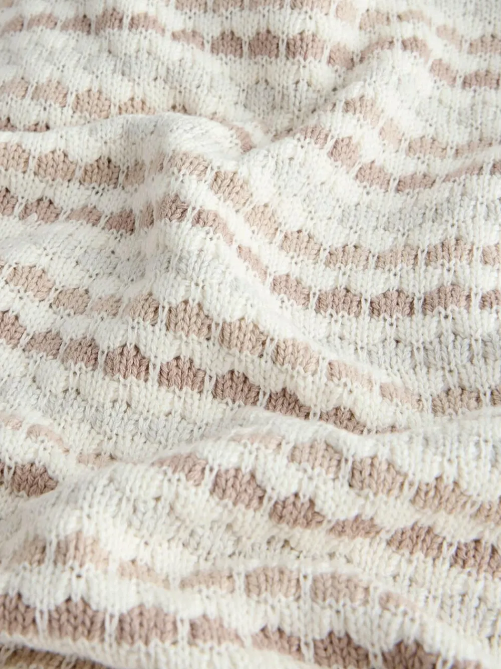 Next Neutral Bobble Bobble Stripe Knitted Baby Blanket^ Nursery Bedding|Blankets