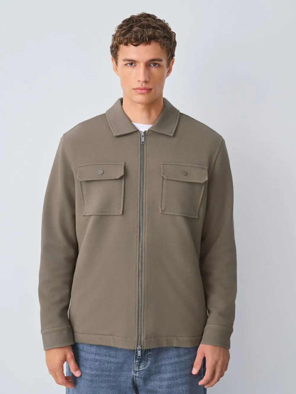 Clearance Next Borg Fleece Lined Shacket Neutral Brown