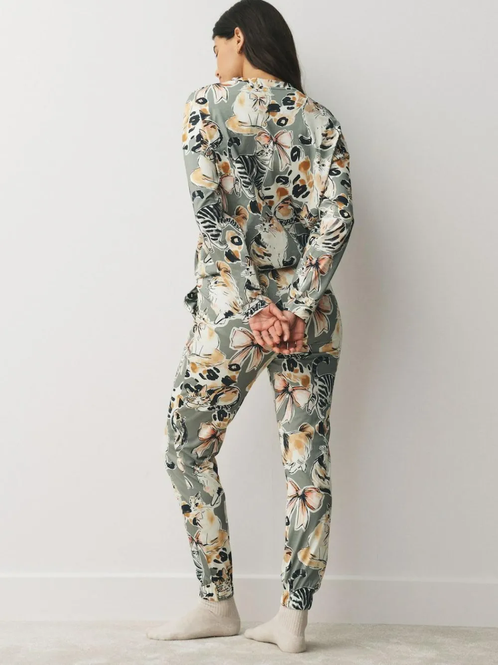 Clearance Next Long Sleeve Pyjamas Neutral Cat