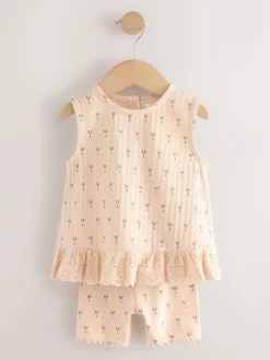 Next Vest and Shorts Set 2 Pack (3mths-7yrs) Neutral Ditsy