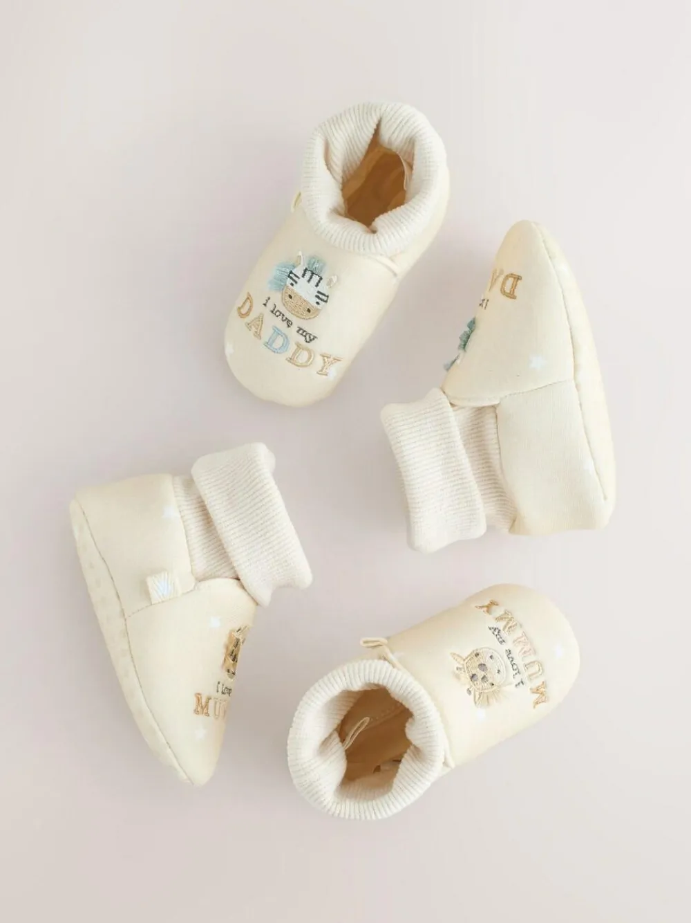 Best Next Neutral I Love Mummy/Daddy Baby Sock Top Bootie Shoes (0-18mths)