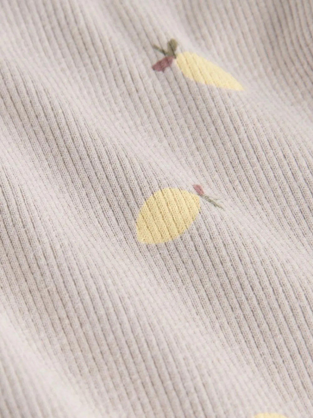 Next Neutral Lemon Print Rib Long Sleeve T-Shirt (3mths-7yrs)^ Newborn Clothing|Tops