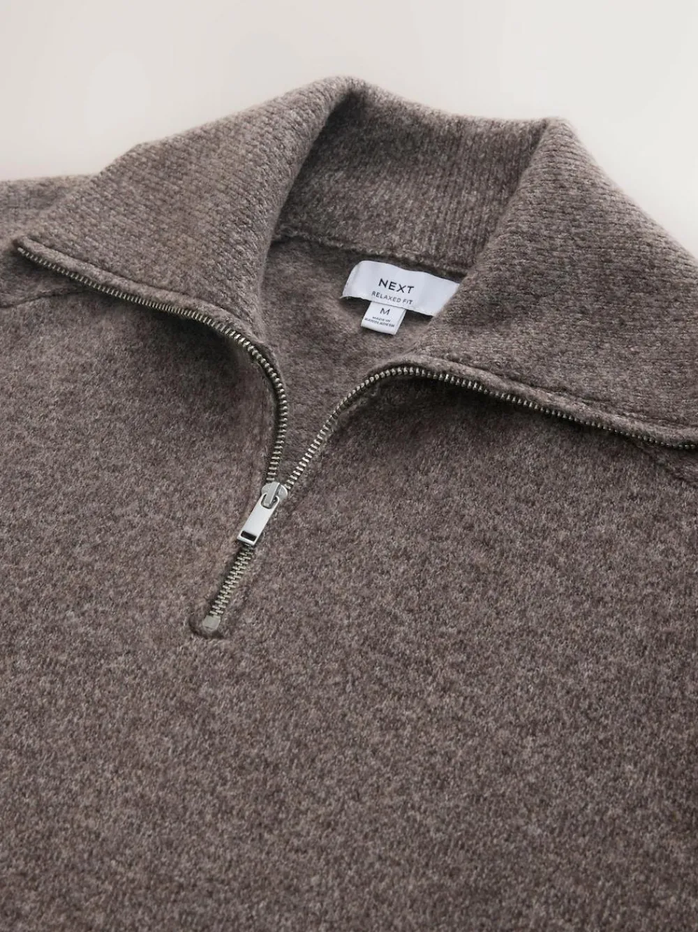 Discount Next Quarter Zip Neck Jumper with Wool Neutral