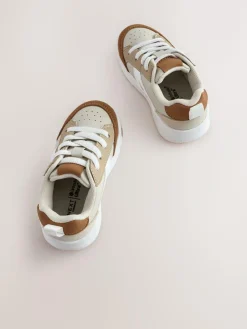 Clearance Next Standard Fit (F) Elastic Lace Trainers Neutral