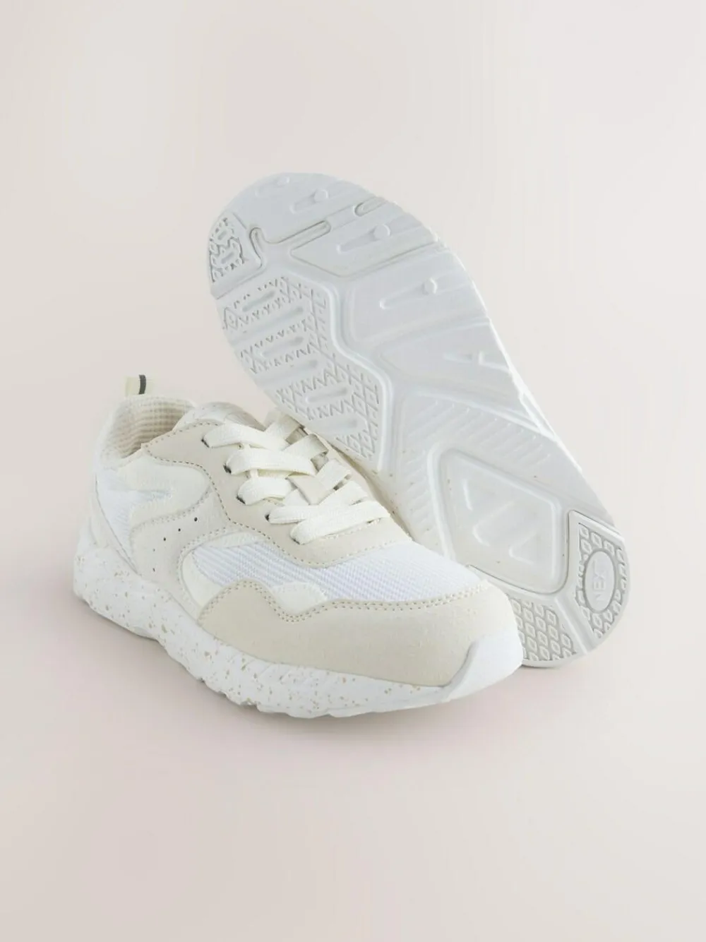 Best Next Standard Fit (F) Lace-Up Colourblock Trainers Neutral