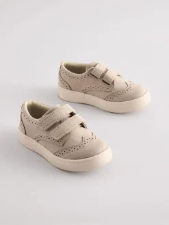 Hot Next Standard Fit (F) Touch Fastening Brogue Shoes Neutral