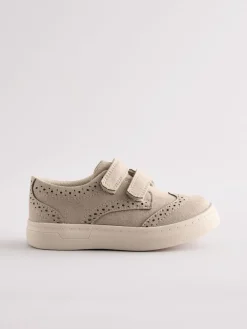 Hot Next Standard Fit (F) Touch Fastening Brogue Shoes Neutral