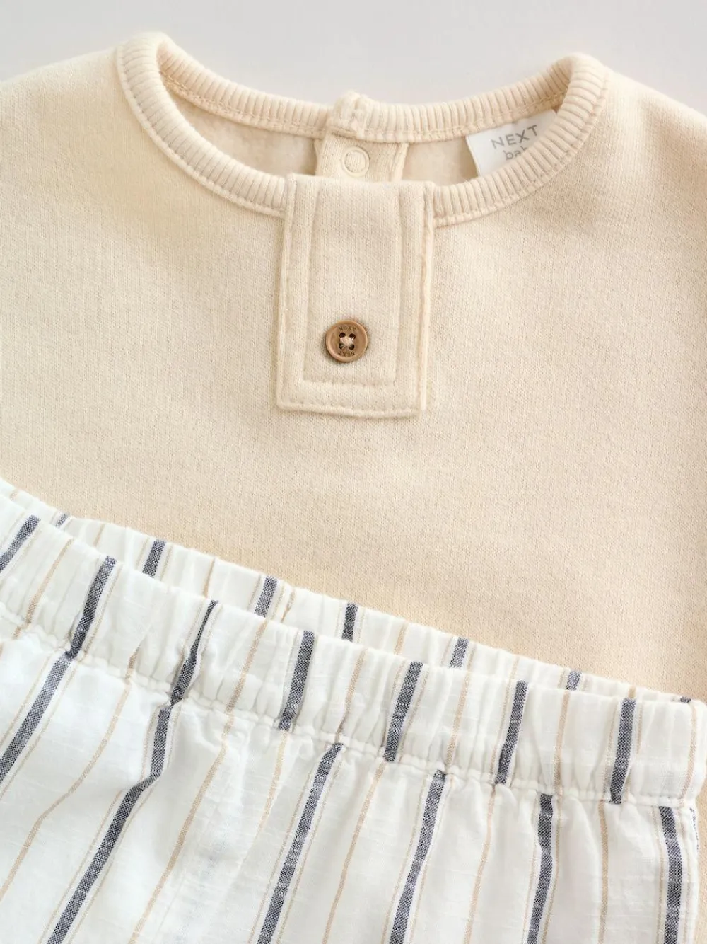 Next Neutral Stripe Sweat Top and Trousers Baby Set (0mths-2yrs)^BOY Sets & Outfits|Sweatshirts & Hoodies