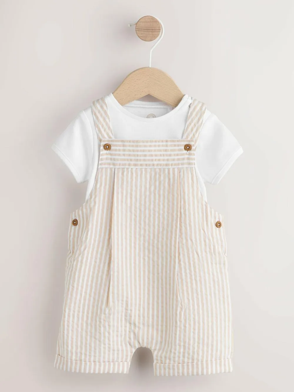 Next Woven Dungaree and Bodysuit Baby Set (0mths-2yrs)^BOY Rompers & Overalls|Sets & Outfits