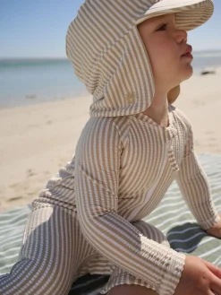 Next Striped Sunsafe Swimsuit and Hat Set (3mths-7yrs)^BOY Swimwear|Swimwear