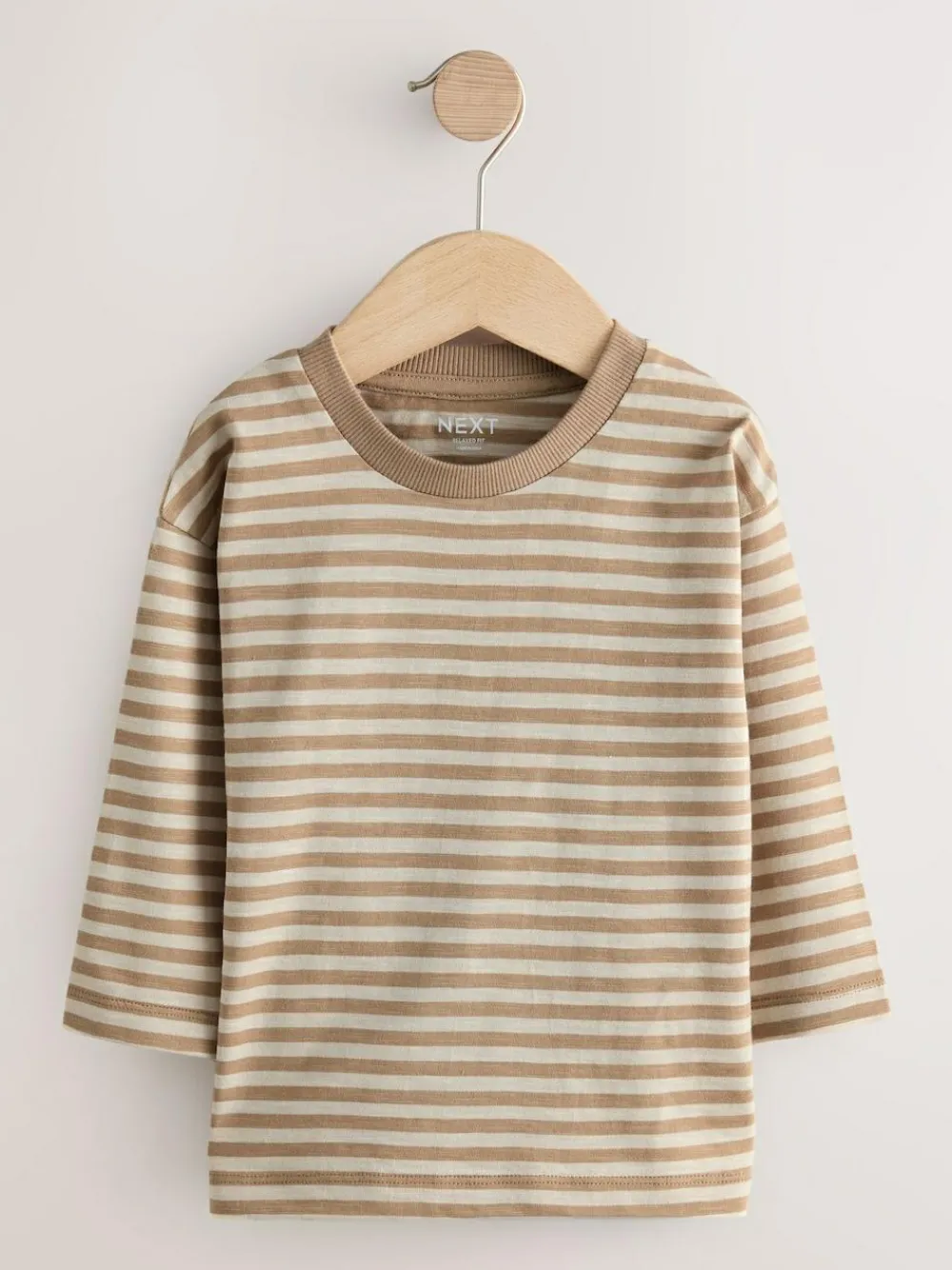 Clearance Next Long Sleeve Animal Print Character T-Shirts 3 Pack (3mths-7yrs) Neutral Tan Hamish