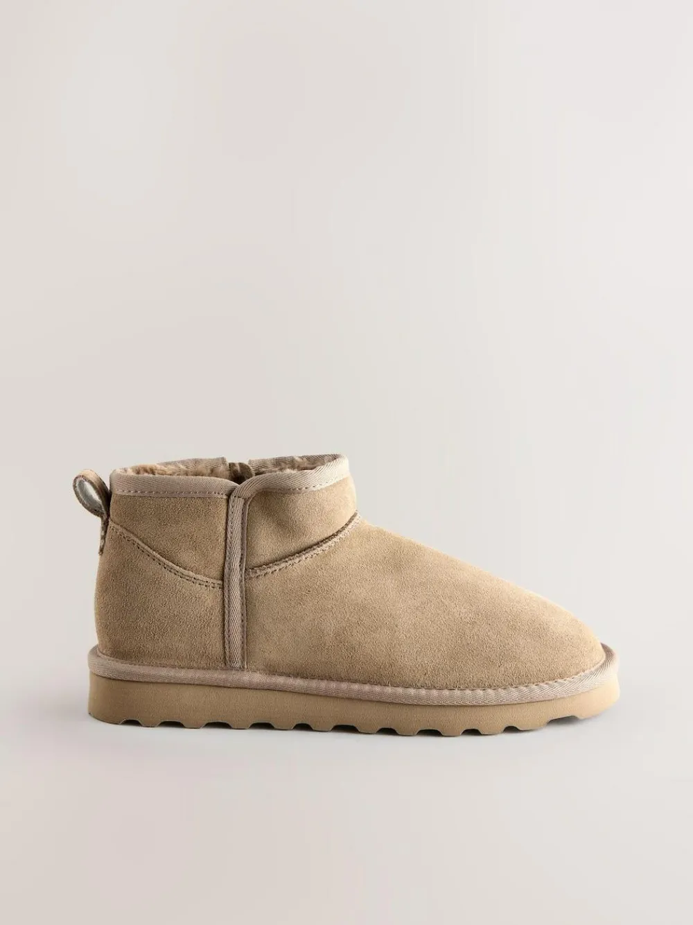 Best Next Extra Wide Fit Water Repellent Faux Fur Ankle Boots Neutral Taupe Suede
