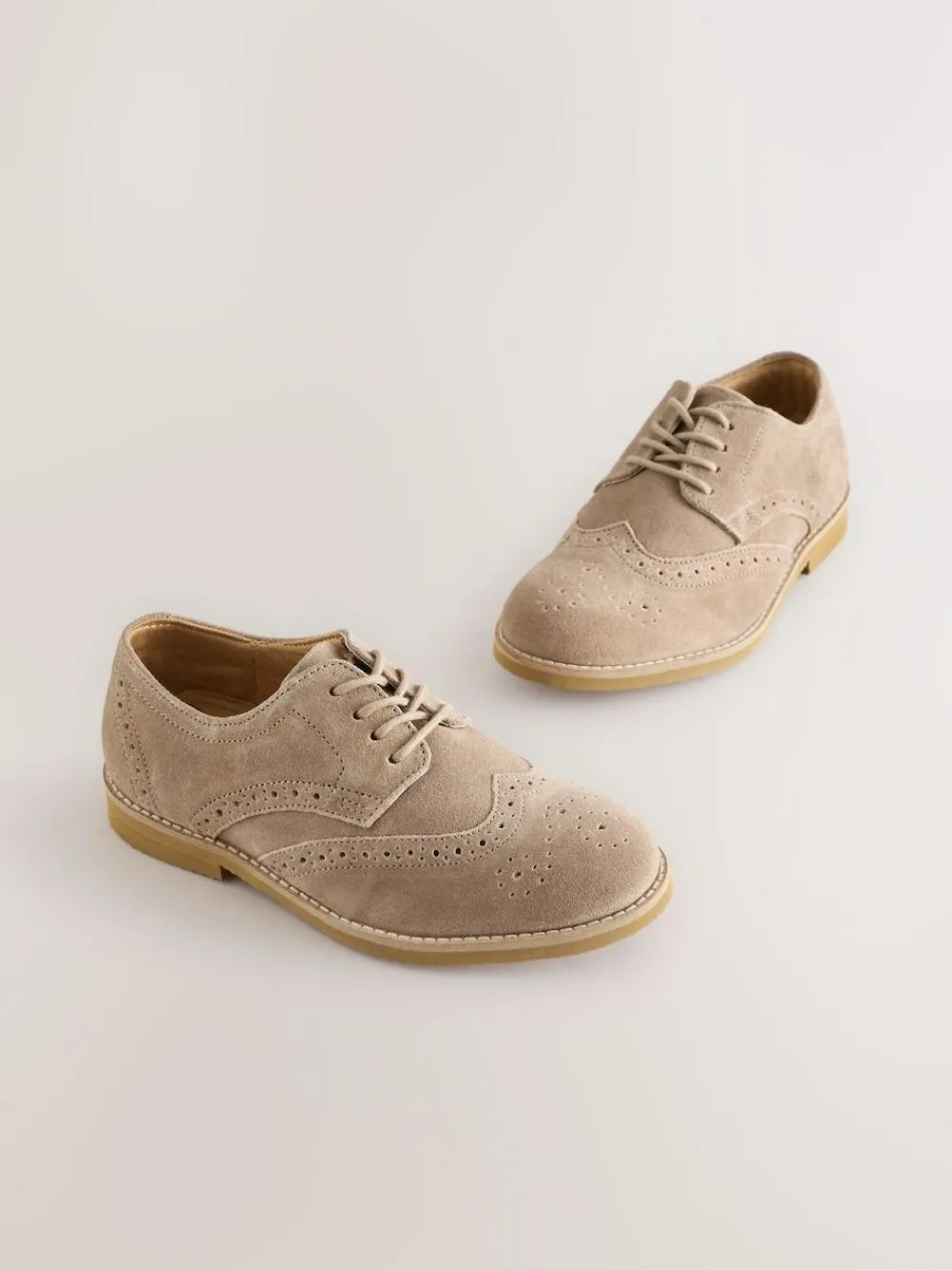 Best Next Wide Fit (G) Smart Leather Brogue Shoes Neutral