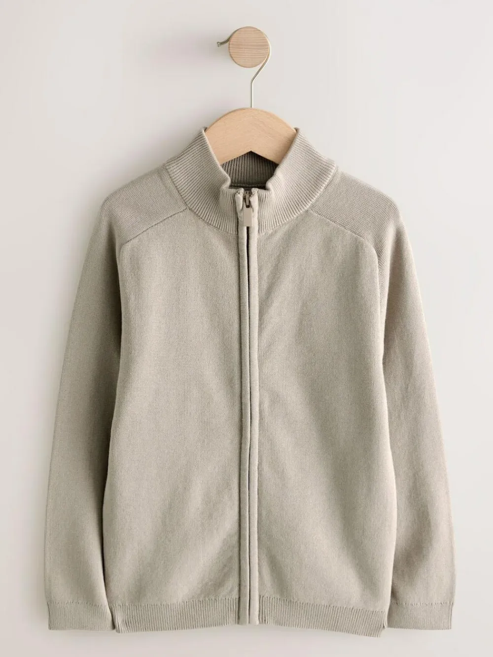 Next Neutral Zip Through Knitted Cardigan (3-16yrs)^BOY Knitwear & Sweaters|Knitwear