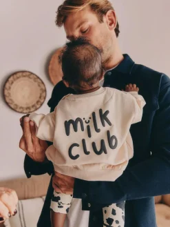 Sale Next Neutral/Cow Milk Club Printed Sweat and Leggings Baby Set (0mths-2yrs)